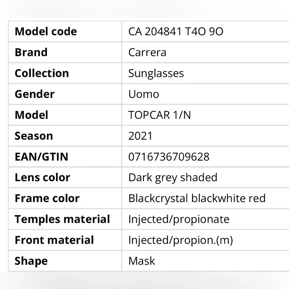 Carrera Mens Mask Sunglasses Topcar 1/N T4090 115